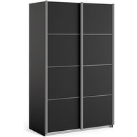 Product photograph of Vrok Wooden Sliding Doors Wardrobe With 2 Shelves In Matt Black from Furniture in Fashion