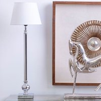 Product photograph of Vrusla White Fabric Shade Table Lamp With Chrome Base from Furniture in Fashion