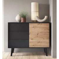 Product photograph of Waco Wooden Sideboard 1 Door 3 Drawers In Artisan Oak And Black from Furniture in Fashion