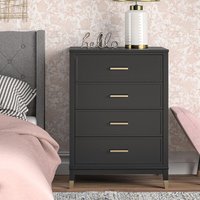 Product photograph of Wantagh Wooden Chest Of 4 Drawers In Black from Furniture in Fashion