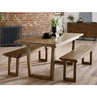 Product photograph of Warsaw Reclaimed Pine Wood Dining Table With 2 Benches from Furniture in Fashion