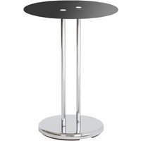 Product photograph of Watkins Round Glass Side Table In Black With Chrome Base from Furniture in Fashion