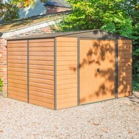 Product photograph of Watten Metal 10x12 Apex Shed In Wood Grain from Furniture in Fashion