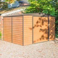 Product photograph of Watten Metal 10x8 Apex Shed In Wood Grain from Furniture in Fashion