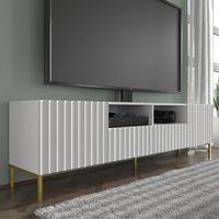 Product photograph of Wayne Wooden Tv Stand With 2 Doors 2 Drawers In White from Furniture in Fashion