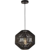 Product photograph of Wicker Wall Hung 1 Pendant Light In Matt Black from Furniture in Fashion