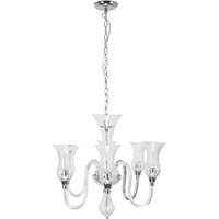 Product photograph of Wikota 6 Bulb Clear Glass Chandelier Ligth In Chrome from Furniture in Fashion