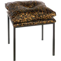 Product photograph of Wild Velvet Stool In Gold Leo Print With Black Metal Legs from Furniture in Fashion