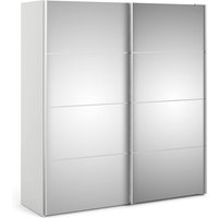 Product photograph of Vrok Mirrored Sliding Doors Wardrobe With 5 Shelves In White from Furniture in Fashion