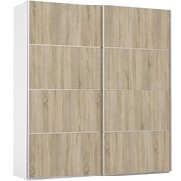 Product photograph of Vrok Wooden Sliding Doors Wardrobe With 2 Shelves In White Oak from Furniture in Fashion