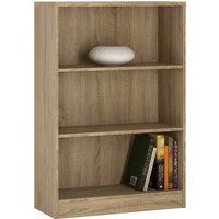 Product photograph of Xeka Wooden Wide Bookcase With 3 Shelves In Sonama Oak from Furniture in Fashion