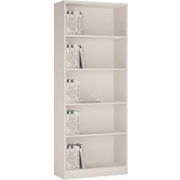 Product photograph of Xeka Wooden Wide Bookcase With 5 Shelves In Pearl White from Furniture in Fashion