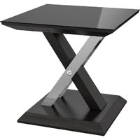 Product photograph of Xoteya Glass Square Side Table With Steel Base In Black from Furniture in Fashion