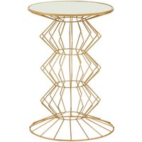 Product photograph of Xuange Round White Mirrored Glass Side Table With Gold Frame from Furniture in Fashion