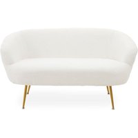 Product photograph of Yurga Fabric 2 Seater Sofa In Plush White With Gold Legs from Furniture in Fashion