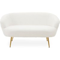 Product photograph of Yurga Fabric 2 Seater Sofa In Plush White With Gold Legs from Furniture in Fashion