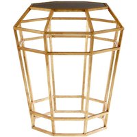 Product photograph of Zaria Drum Shaped Glass Top Side Table With Gold Frame from Furniture in Fashion