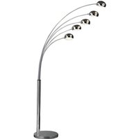 Product photograph of Zeiss 5 Arched Lights Floor Lamp In Polished Chrome from Furniture in Fashion