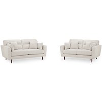 Product photograph of Zurich Fabric 3 2 Seater Sofa Set In Beige With Brown Wooden Legs from Furniture in Fashion