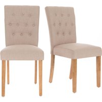 Pair of Florence Button back Linen Dining Chairs in Cream