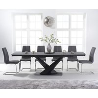 Product photograph of Extending Jacob 180cm Grey Stone Dining Table With 6 Grey Gianni Chairs from Oak Furniture Superstore