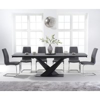 Product photograph of Jacob 180cm Extending Grey Stone Table With 8 Grey Tarin Chairs from Oak Furniture Superstore