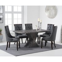 Product photograph of Aaron 160cm Marble Grey Dining Table With 6 Grey Francesca Chairs from Oak Furniture Superstore