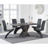 Product photograph of Aaron 160cm Marble Grey Dining Table With 4 Black Aldo Chairs from Oak Furniture Superstore