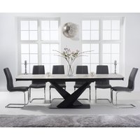 Product photograph of Extending Jacob 180cm White Ceramic Dining Table With 10 Grey Gianni Chairs from Oak Furniture Superstore