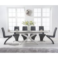 Product photograph of Extending Boston 180cm White Leg Ceramic Dining Table With 8 Grey Aldo Chairs from Oak Furniture Superstore