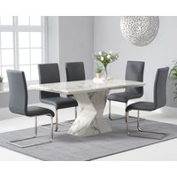 Product photograph of Aaron 160cm Marble White Dining Table With 8 Black Austin Chairs from Oak Furniture Superstore