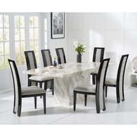 Product photograph of Marino 180cm Marble Dining Table With 6 Brown Novara Chairs from Oak Furniture Superstore