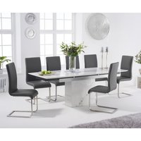 Product photograph of Extending Savona 160cm White Ceramic Dining Table With 4 White Austin Chairs from Oak Furniture Superstore