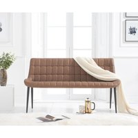 Product photograph of Larson Brown Faux Leather Bench from Oak Furniture Superstore