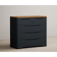 Product photograph of Pembridge Oak And Dark Blue Painted 2 Over 3 Chest Of Drawers from Oak Furniture Superstore