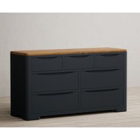 Product photograph of Pembridge Oak And Dark Blue Painted Wide Chest Of Drawers from Oak Furniture Superstore