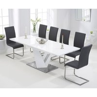 Product photograph of Extending Santino 160cm White High Gloss Dining Table With 10 Black Austin Chairs from Oak Furniture Superstore