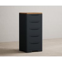 Product photograph of Pembridge Oak And Dark Blue Painted 5 Drawer Tallboy from Oak Furniture Superstore
