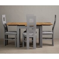 Product photograph of Extending Buxton 90cm Oak And Light Grey Painted Dining Table With 4 Blue Painted Chairs from Oak Furniture Superstore