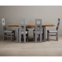 Product photograph of Extending Buxton 140cm Oak And Light Grey Painted Dining Table With 6 Charcoal Grey Painted Chairs from Oak Furniture Superstore