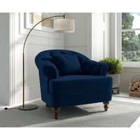 Product photograph of Richmond Blue Velvet Accent Chair from Oak Furniture Superstore