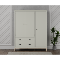 Product photograph of Ancona Oak And Soft Green Painted Triple Wardrobe from Oak Furniture Superstore