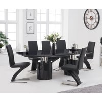 Product photograph of Antonio 180cm Black Marble Dining Table With 4 Black Aldo Chairs from Oak Furniture Superstore