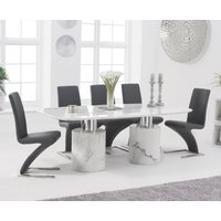 Product photograph of Antonio 180cm White Marble Dining Table With 8 Grey Aldo Chairs from Oak Furniture Superstore