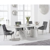 Product photograph of Antonio 180cm White Marble Table With 8 Grey Sienna Chairs from Oak Furniture Superstore