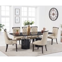 Product photograph of Antonio 220cm Black Marble Dining Table With 10 Grey Francesca Chairs from Oak Furniture Superstore