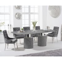 Product photograph of Antonio 220cm Grey Marble Dining Table With 6 Grey Sienna Chairs from Oak Furniture Superstore