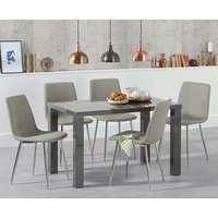Product photograph of Seattle 120cm Dark Grey High Gloss Dining Table With 4 Grey Chairs from Oak Furniture Superstore