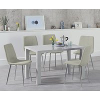 Product photograph of Seattle 120cm Light Grey High Gloss Dining Table With 4 Grey Chairs from Oak Furniture Superstore