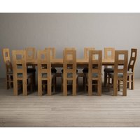 Product photograph of Extending Olympia 180cm Solid Oak Dining Table With 12 Black Natural Solid Oak Chairs from Oak Furniture Superstore